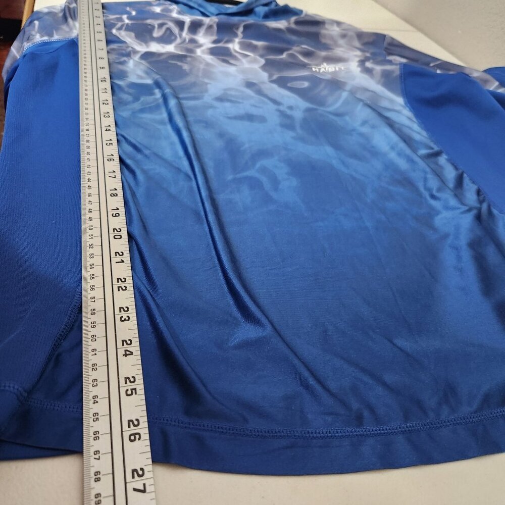 Habit Shirt Mens Large Long Sleeve Hoodie Blue Water Pattern Travel Beach Swim - Picture 6 of 10